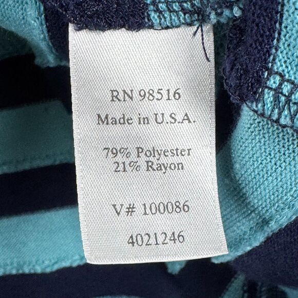 Coldwater Creek Cardigan Womens Large Blue Teal Stripe Open Front Knit USA Made - Picture 12 of 13